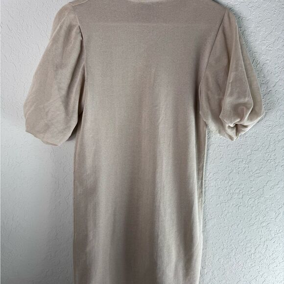 COS Cream Knitted Sheer Dress Puff Sleeves Size EUR XS - Picture 7 of 10